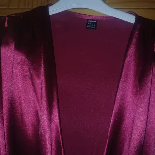 Body satén cruzado manga larga