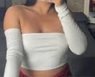 Top corto blanco manga larga