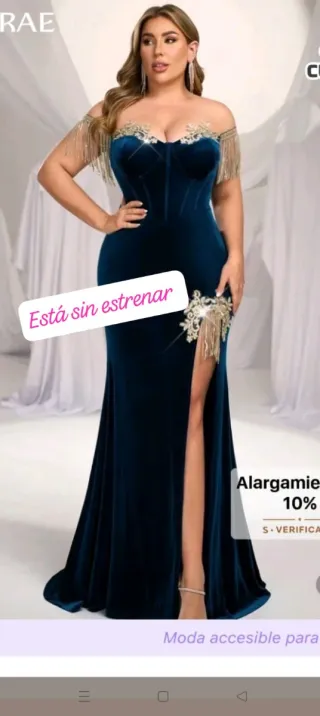 Vestido de fiesta azul y dorado