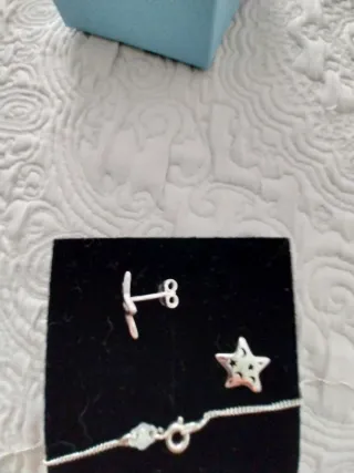 Conjunto Colgante y Pendientes Estrella de plata