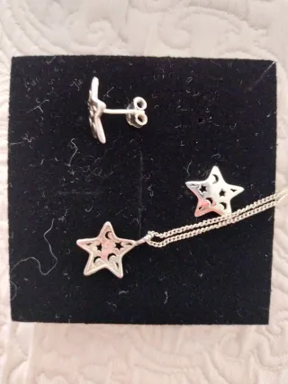 Conjunto Colgante y Pendientes Estrella de plata
