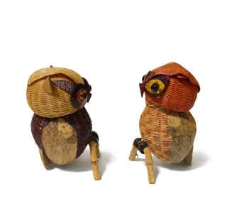 Coppia Civette Decorative in Vimini