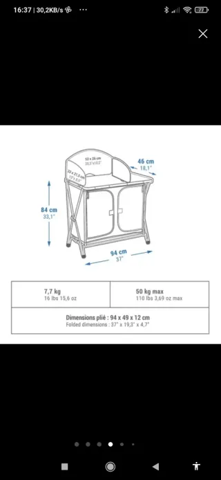 Armario Cocina Camping Quechua L Azul