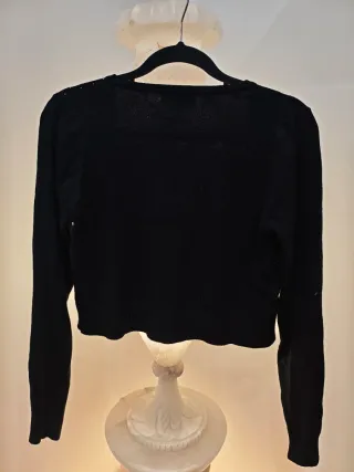 Cárdigan corto negro pedrería talla única