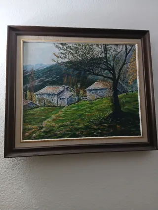 Cuadro paisaje rural con edificios Medidas 80 ×70