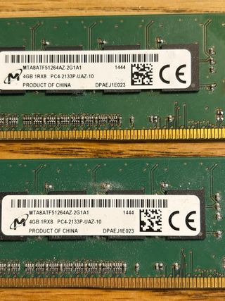 2x 4GB Crucial DDR4 RAM Módulos