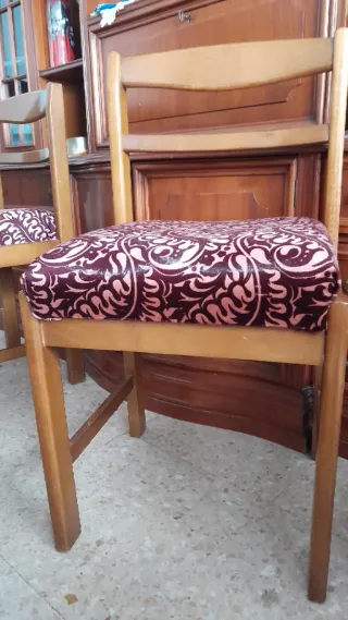 4 Sillas Comedor Madera Tapizadas