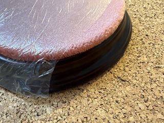 Base in mogano e copertura in velluto rosa