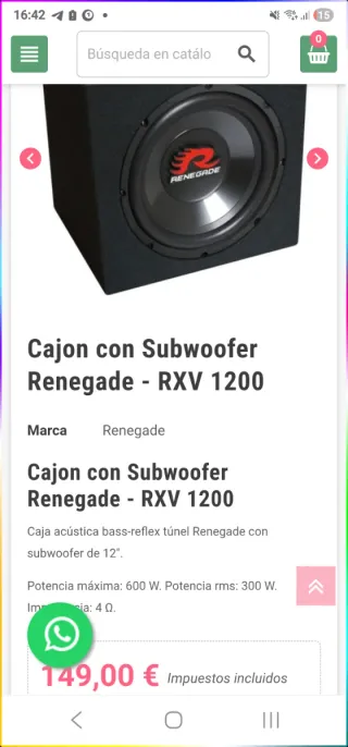 Subwoofer Renegade RXV 1200