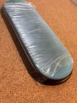 Base in mogano e copertura in velluto blu