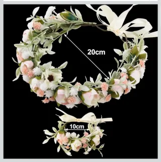 Diadema y pulsera flores de tela
