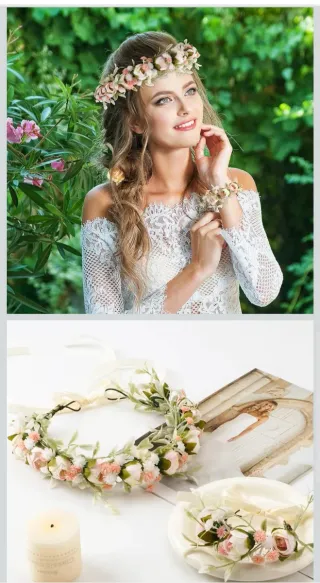 Diadema y pulsera flores de tela