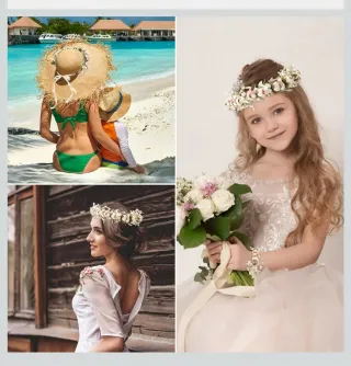 Diadema y pulsera flores de tela