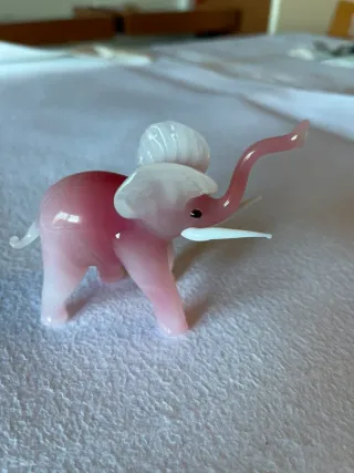 Elefantino in vetro soffiato Murano rosa