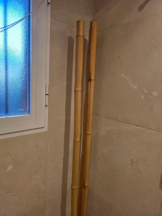 Jarrón cristal con bambú y piedras