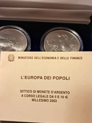 Dittico Argento Italia 2003 5 10 Euro