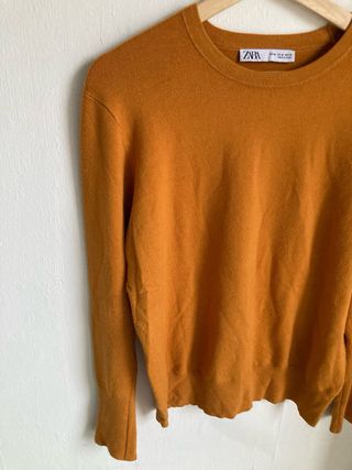 Jersey Zara Básico Punto Naranja Talla M
