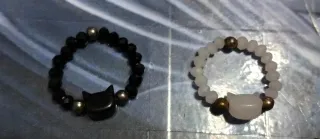 2 Anillos ajustable con diseño de cabeza de gato