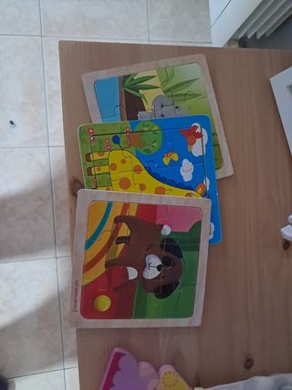 LOTE Puzzle de madera figuras 2 años