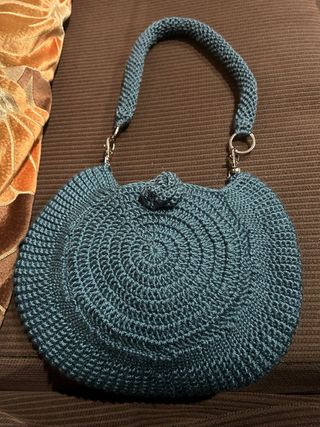 Bolso crochet flor azul/teal