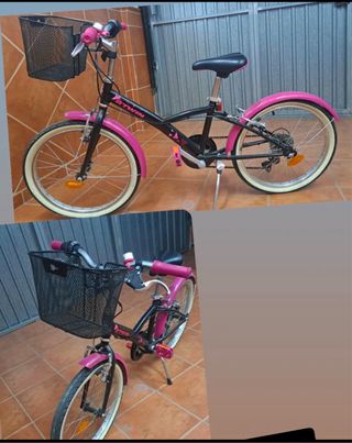 Bici niña BTWIN rosa y negra