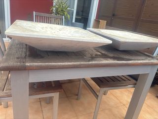 Lavabos de Mármol Beige y Blanco