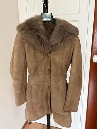 Chaqueta Piel Vintage Mujer Beige/Marrón