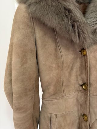 Chaqueta Piel Vintage Mujer Beige/Marrón