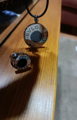 Anillo y Colgante Bulgari Negro/Plata