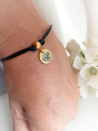 Pulsera Acero HUELLITA Mascota correa Negra