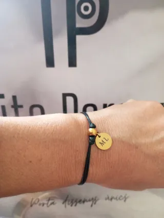 Pulsera Acero HUELLITA Mascota correa Negra