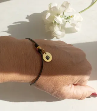 Pulsera Acero HUELLITA Mascota correa Negra