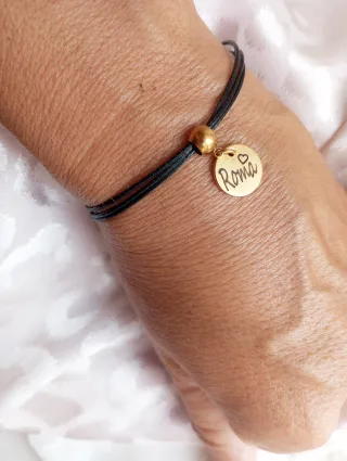 Pulsera Acero HUELLITA Mascota correa Negra