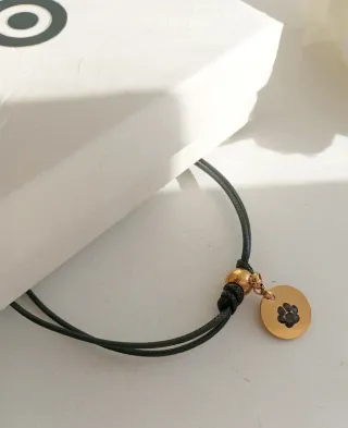 Pulsera Acero HUELLITA Mascota correa Negra