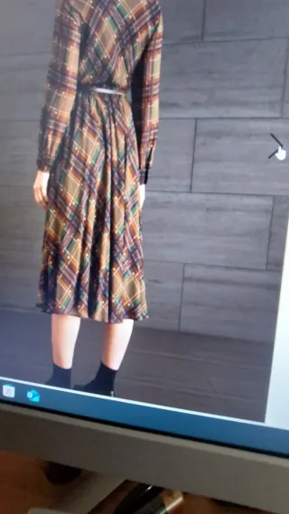 Abito in seta marrone e verde