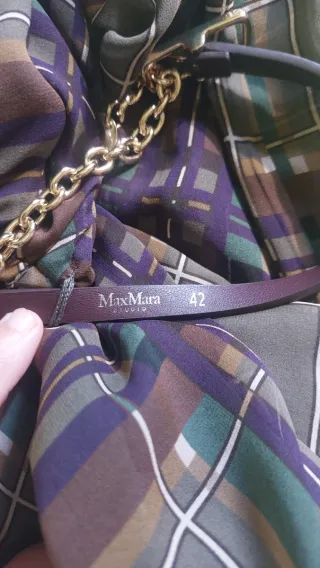 Abito in seta marrone e verde