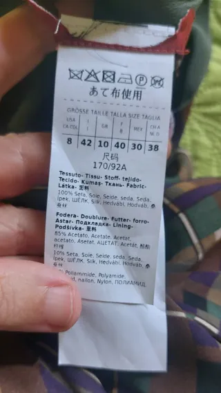 Abito in seta marrone e verde