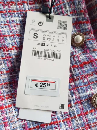 Falda Zara tweed botones joya Talla S