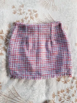 Falda Zara tweed botones joya Talla S