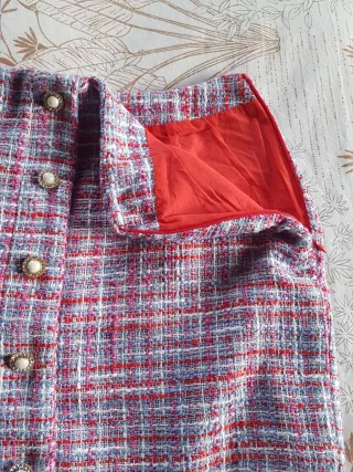 Falda Zara tweed botones joya Talla S