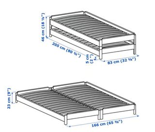 Cama de pino 80x200cm Utaker + 2 colchones Afjall