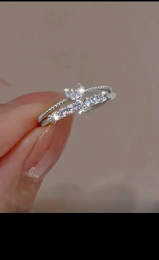 Anillo Corazón Ajustable Plateado