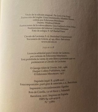 Libro el señor de los anillos