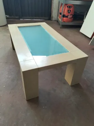 Mesa baja madera y cristal