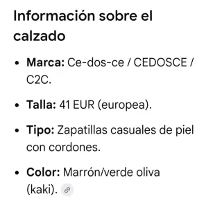 Zapatillas de piel. Talla 41. Marrón Verde Oliva