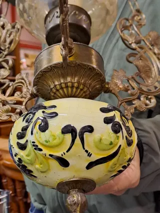 Lampada vintage anni '50 ceramica vetro