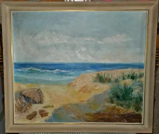 Cuadro Antiguo Playa Lienzo 78 por 68