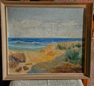 Cuadro Antiguo Playa Lienzo 78 por 68