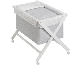 Cuna de tijera con funda y colchón