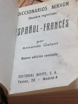 Micro diccionario español-francés vintage